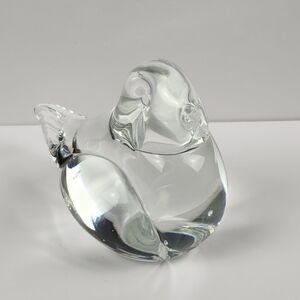 Glass Bird Figurine Paperweight Vintage Clear Hand Blown Glass Art
